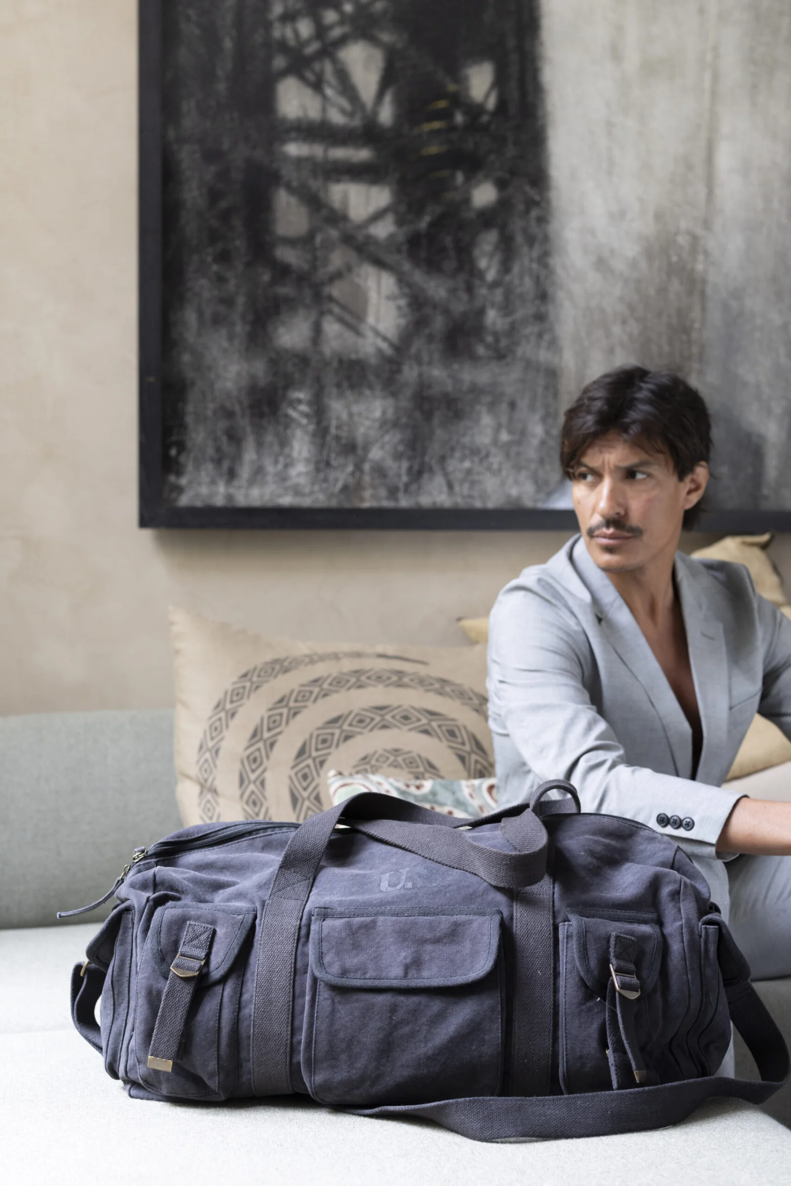 Grand sac sport toile noir