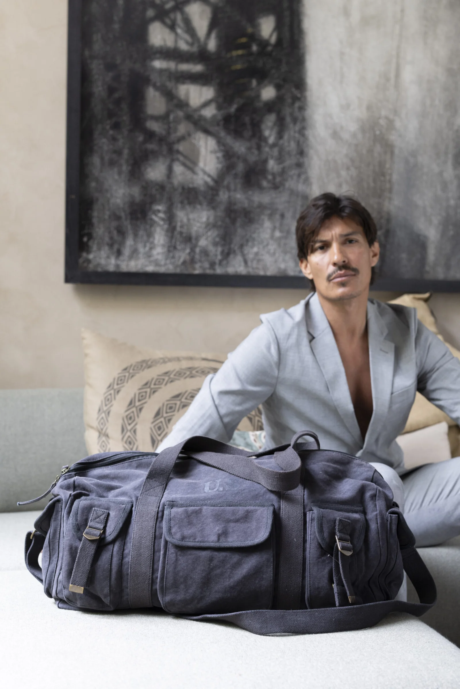 Grand sac sport toile noir