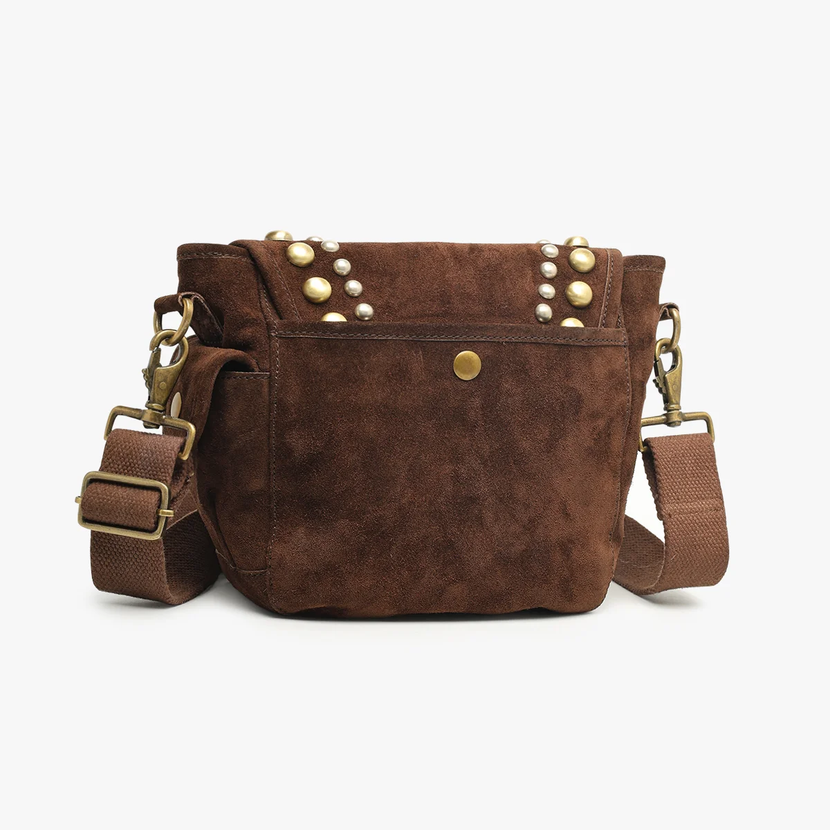 Petit cuir suède chocolat clouté
