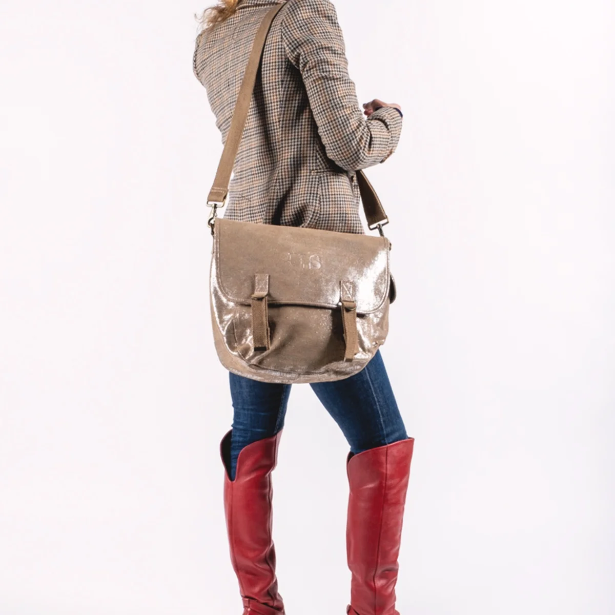 Grand cuir effet lin beige
