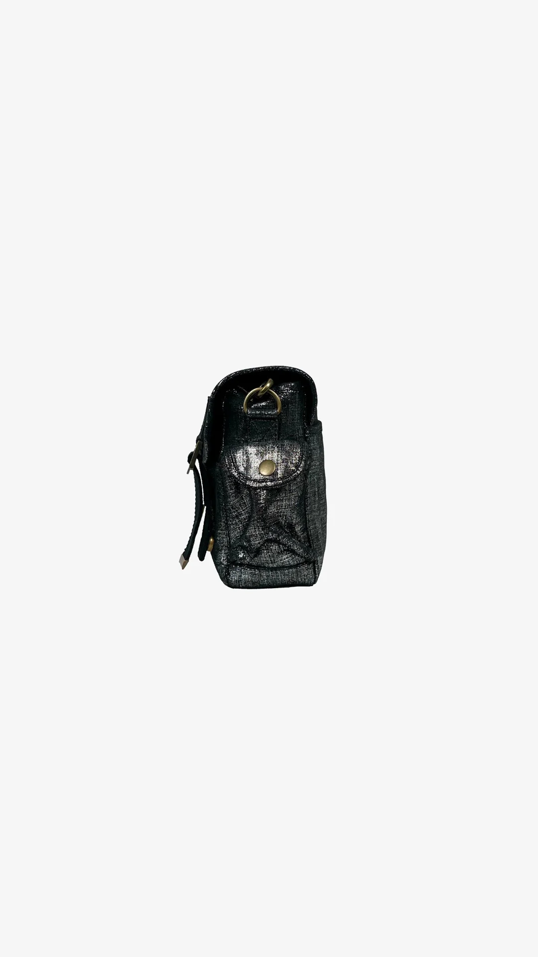 Petit cuir effet lin noir