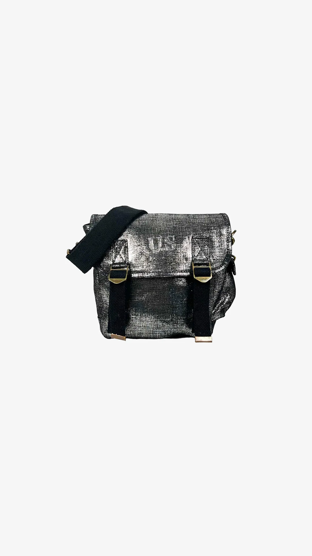 Petit cuir effet lin noir