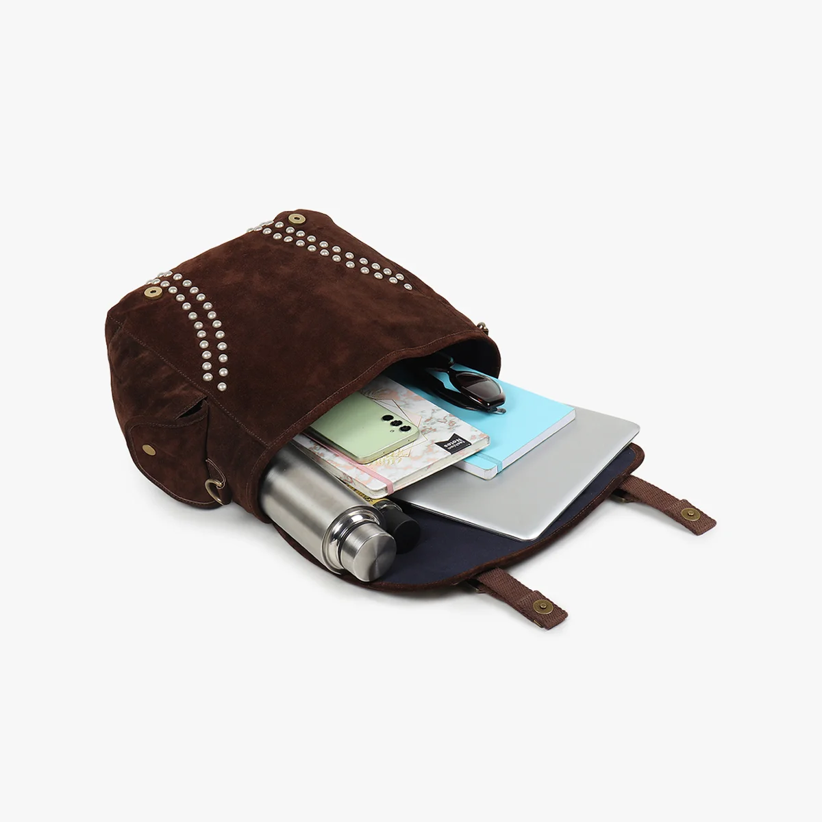 Grand cuir suèdé chocolat clouté