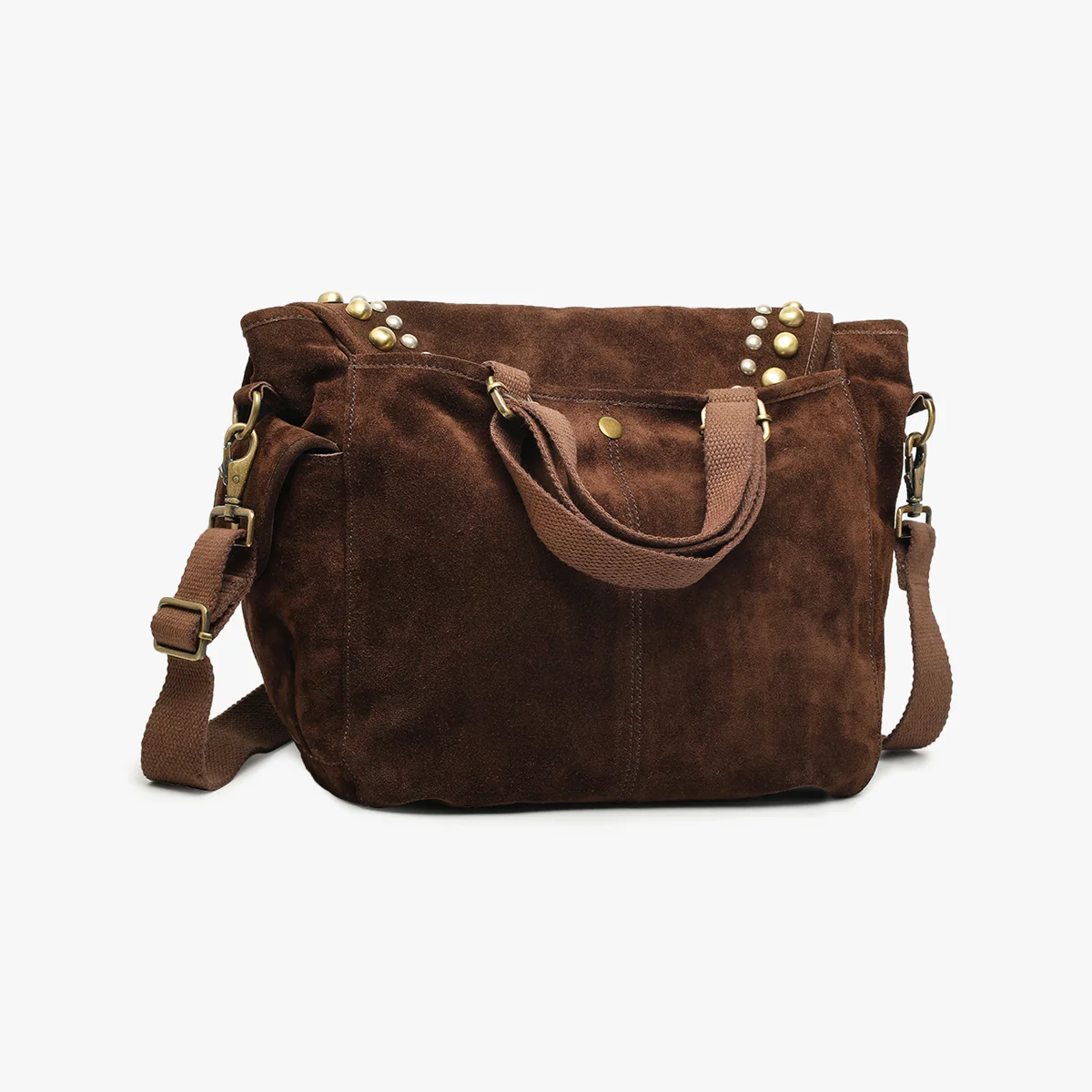 Grand cuir suèdé chocolat clouté
