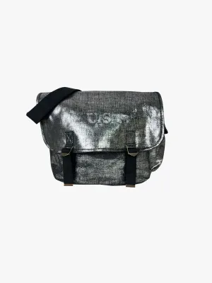 Grand cuir effet lin noir